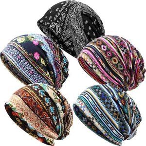 5 Women's Slouchy Beanie Hats Sleep Caps